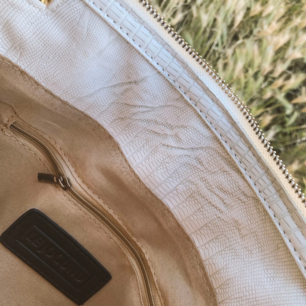 Structured White Satchel with Gold-Tone Accents - Women Bags - Picture 7 of 9